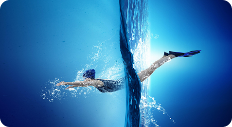 Freediver swimming underwater